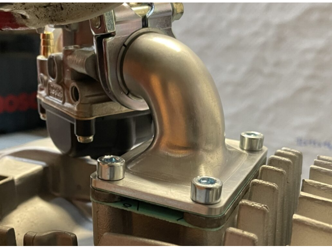 Reed valve manifold 74cc Gilardoni / Italkit + Dellorto 21mm sideways aluminium low model product